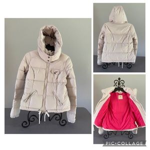 Hollister Down Puffer Bomber Jacket Gray Small